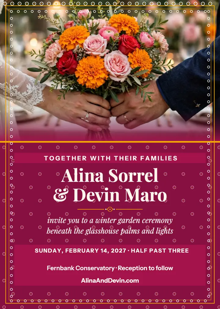 Alina and Devin winter garden invitation template