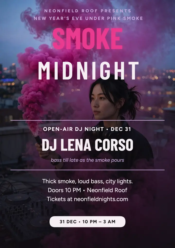Neonfield Roof midnight smoke DJ flyer template