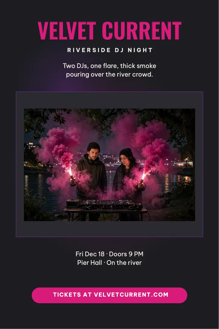 Velvet Current riverside DJ night poster template