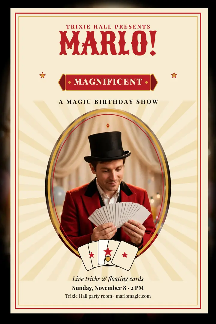 Marlo magic birthday show poster template