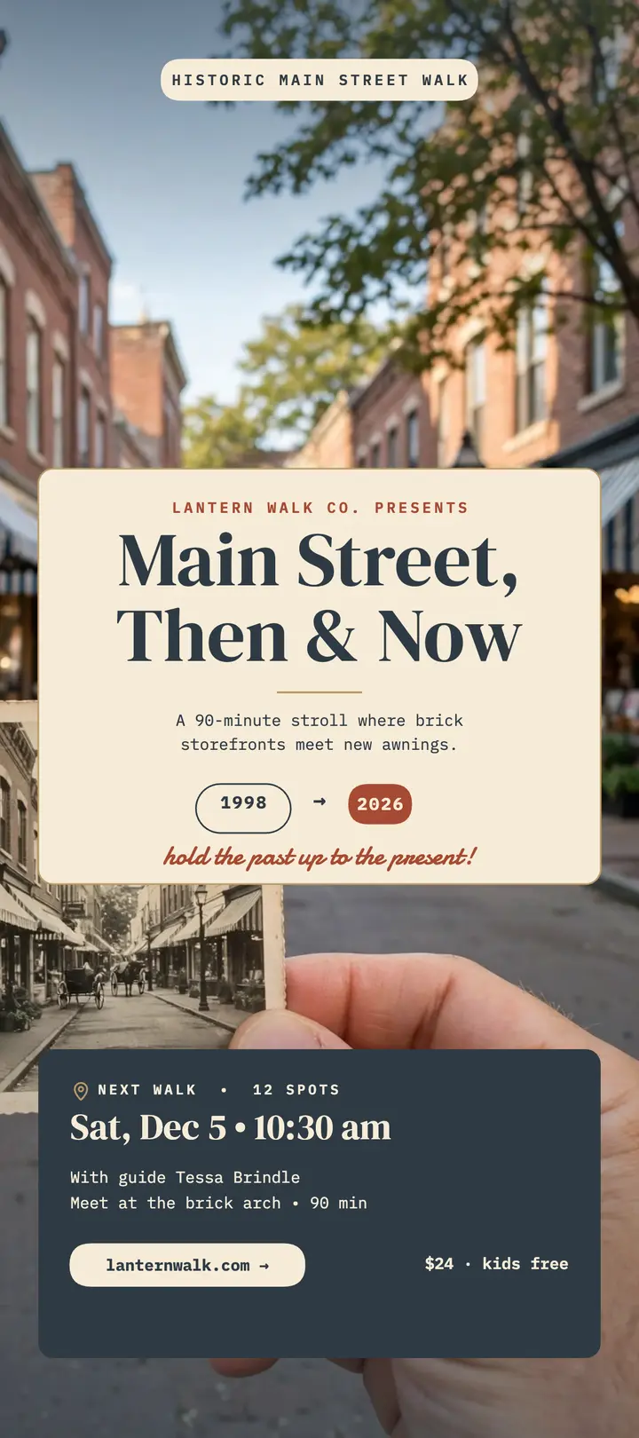 Main Street then and now tour rack card template