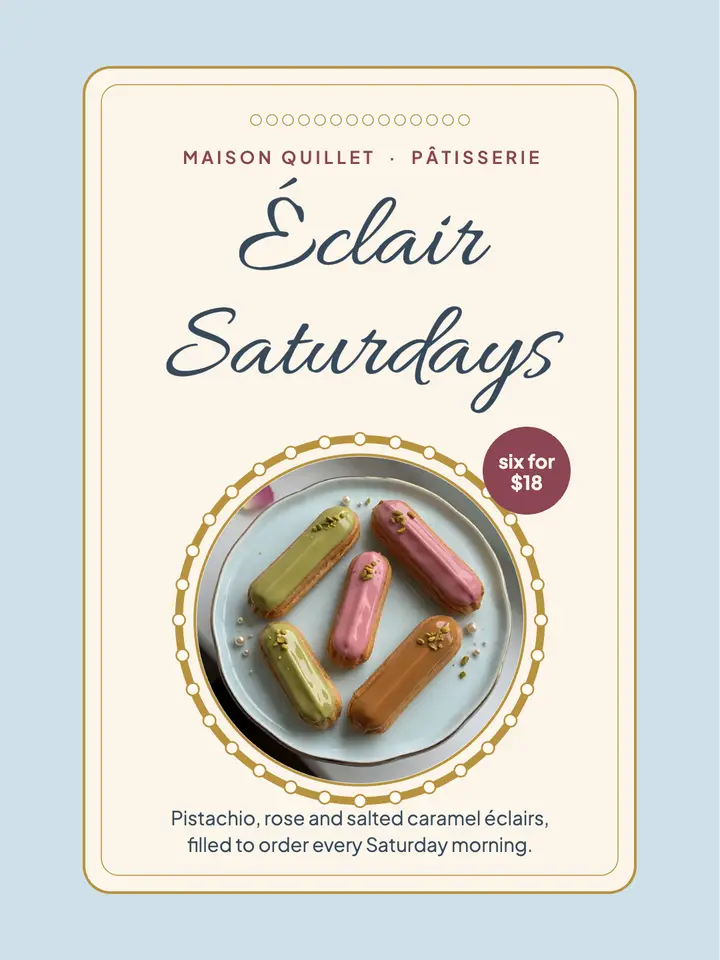 Maison Quillet eclair Saturdays portrait post template