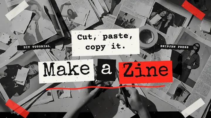Make a Zine tutorial thumbnail, punk photocopy template