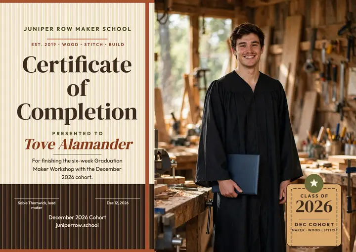 Juniper Row maker graduation certificate template