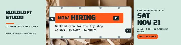 Buildloft weekend crew hiring banner template