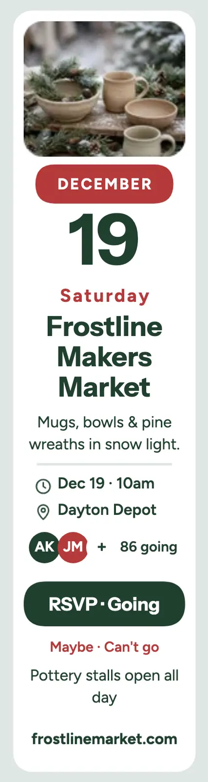 Frostline makers market invite skyscraper template