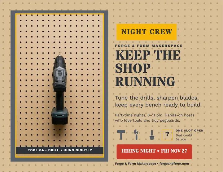 Forge and Form night crew hiring flyer template