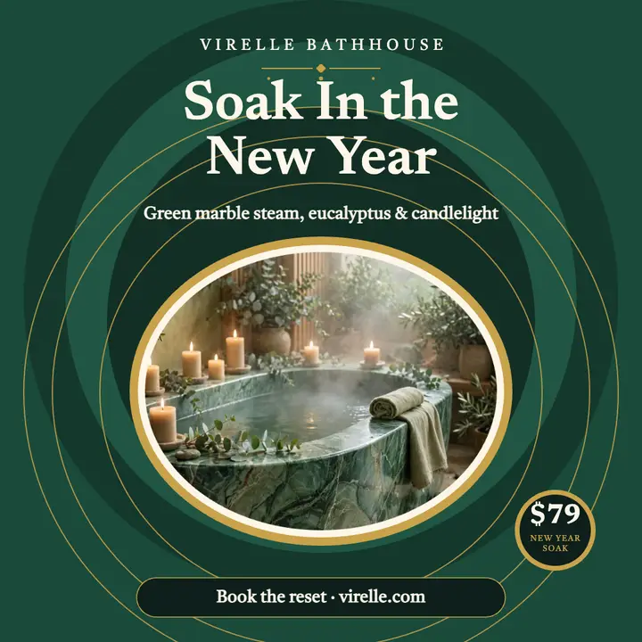 Virelle New Year soak spa post template