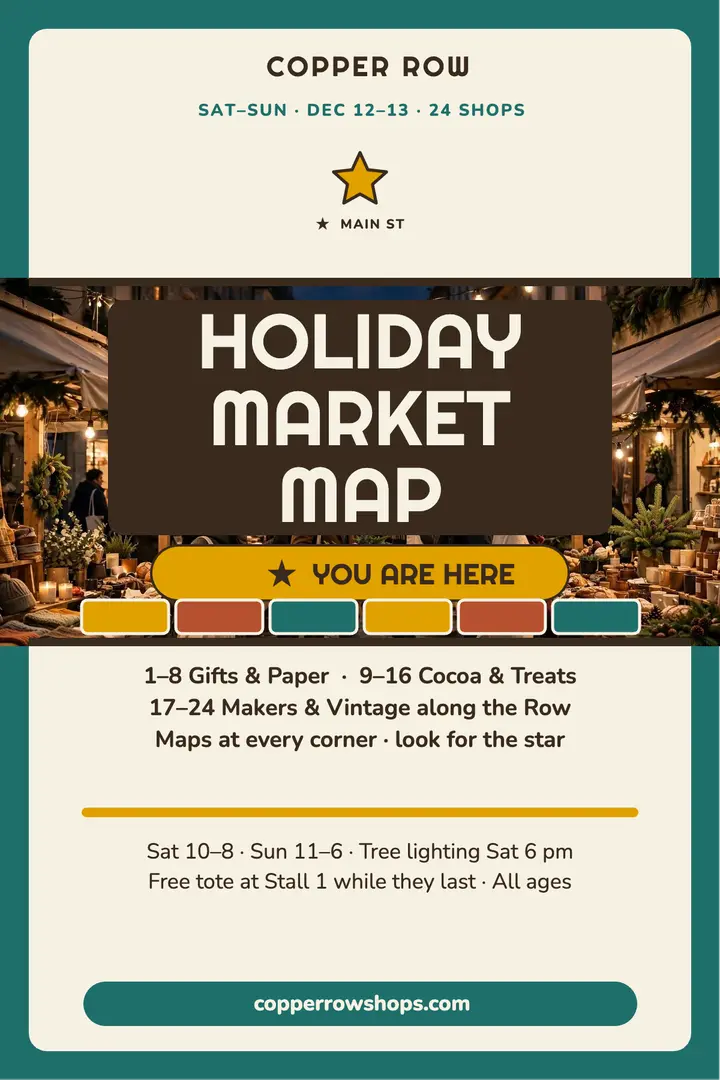 Copper Row Holiday Crawl market map poster: holiday market map poster template