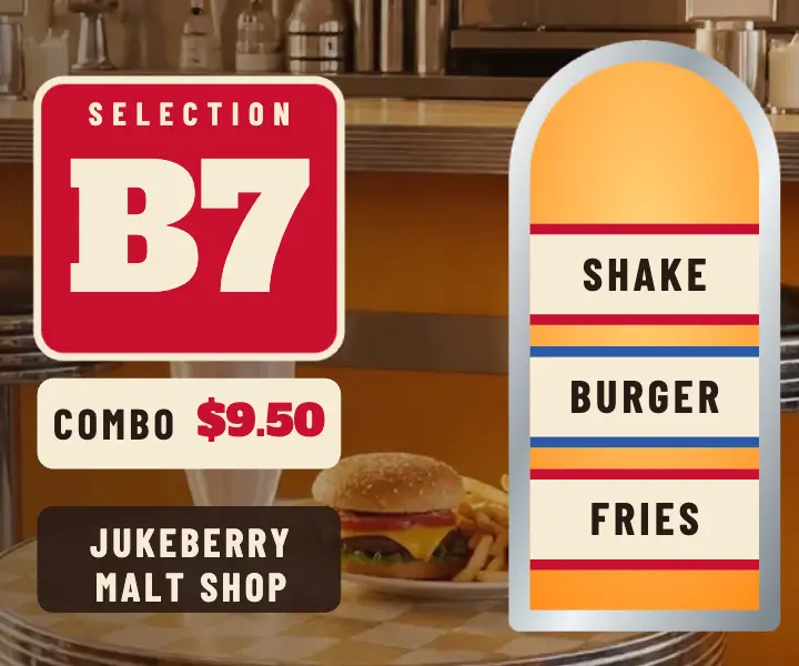 Jukeberry Malt Shop combo jukebox ad template