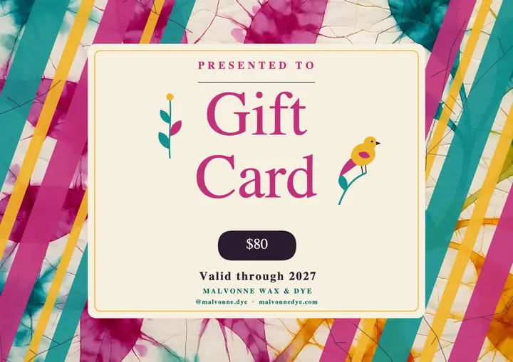 Malvonne batik dye class gift voucher: gift certificate template