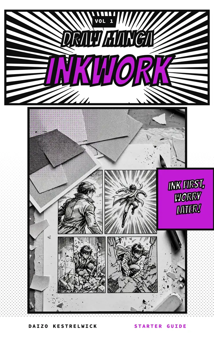 Inkwork manga drawing guide ebook cover template