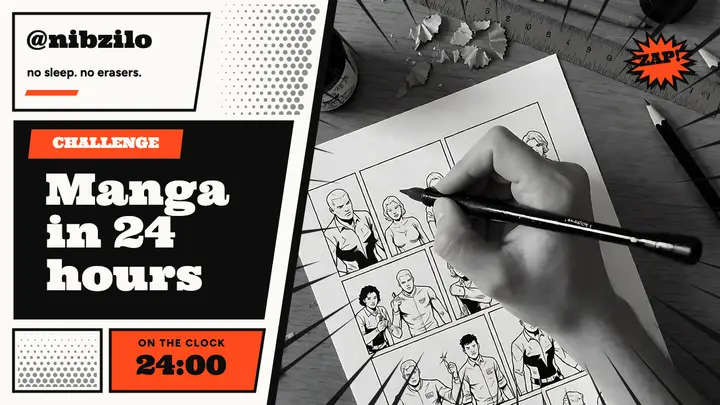 Manga in 24 hours challenge thumbnail, screentone panels template