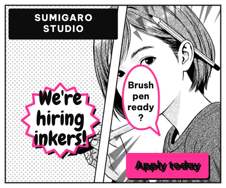 Sumigaro inker hiring ad, manga screentone template