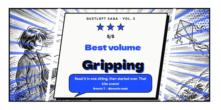 Gustloft Saga manga volume review card template