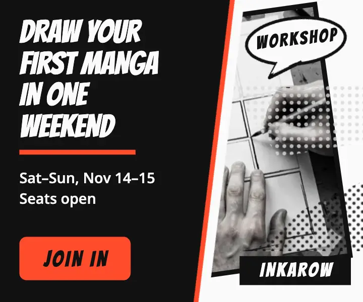 Inkarow one-weekend manga workshop display ad template