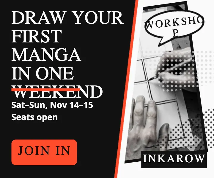 Inkarow one-weekend manga workshop display ad template
