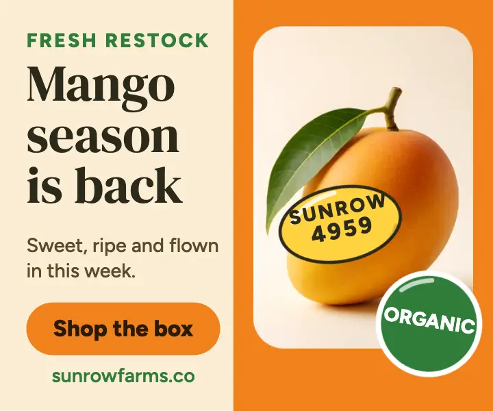 Sunrow Farms mango restock ad template