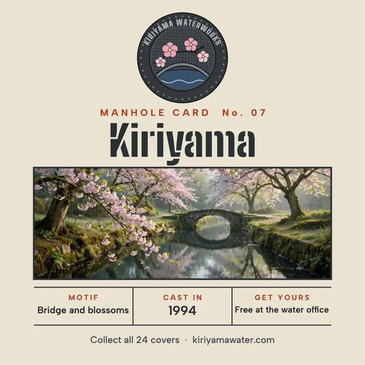 Kiriyama manhole cover collectible card post template