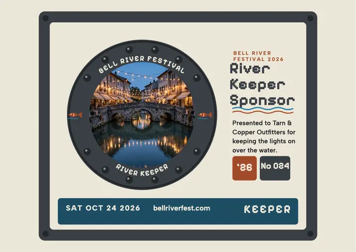Bell River Festival sponsor certificate, manhole cover template