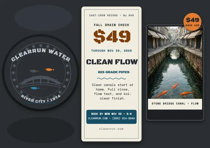 Clearrun Water drain check manhole card template