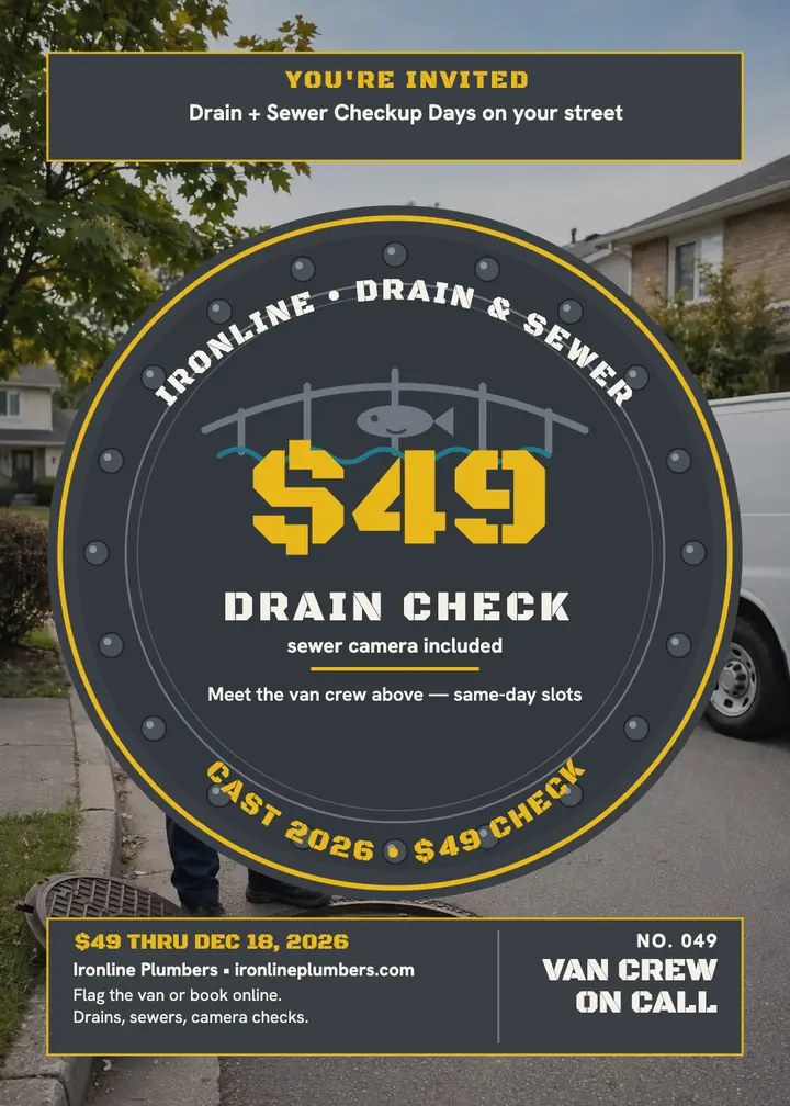Ironline drain check invitation, cast cover template