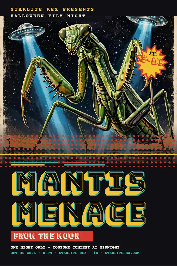 Starlite Rex mantis moon film night template