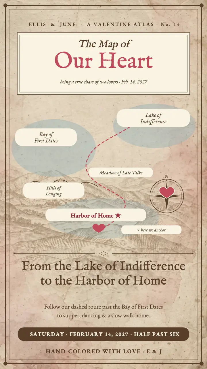 Map of the Heart Valentine story template