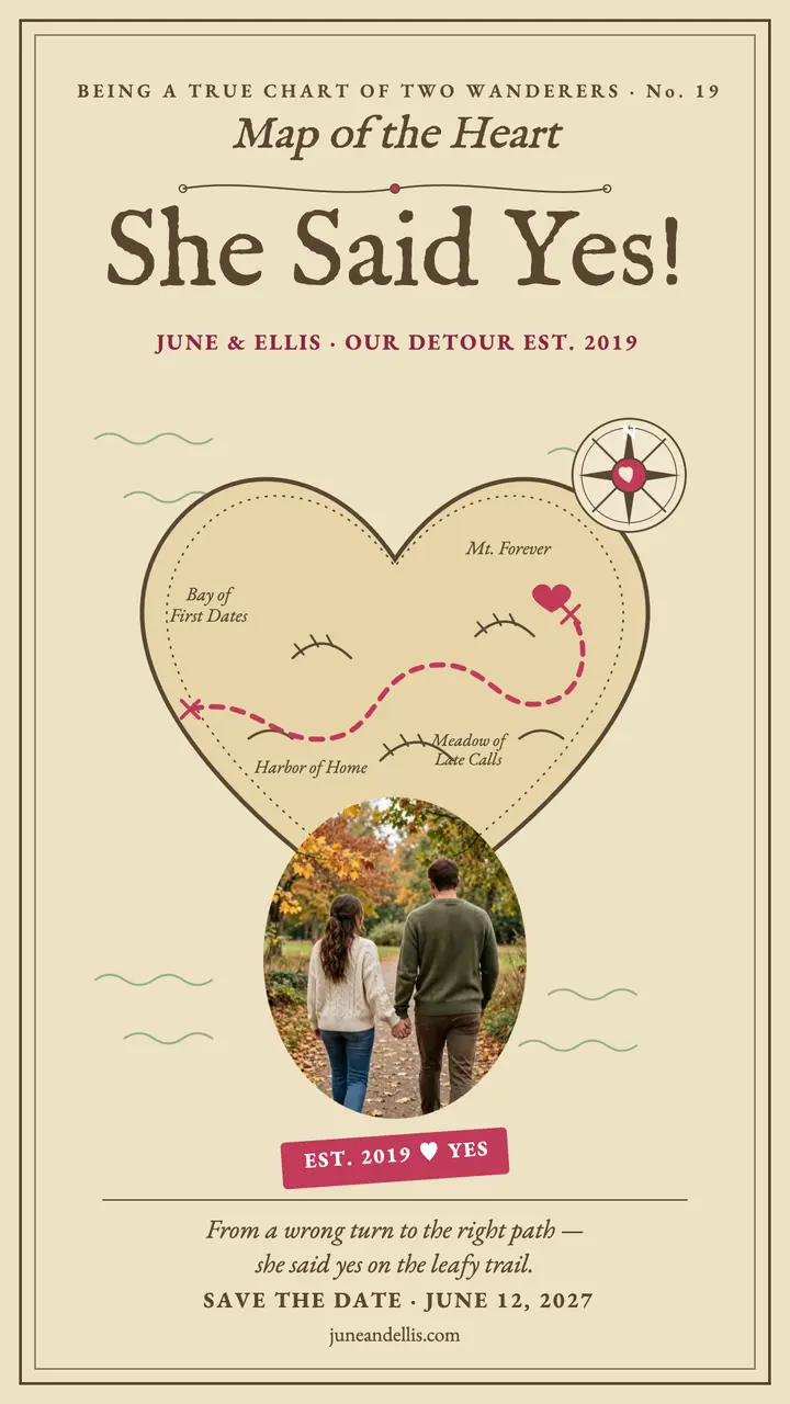 Map of the Heart engagement story: engagement story template