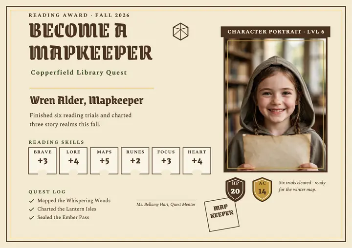 Mapkeeper reading quest certificate template
