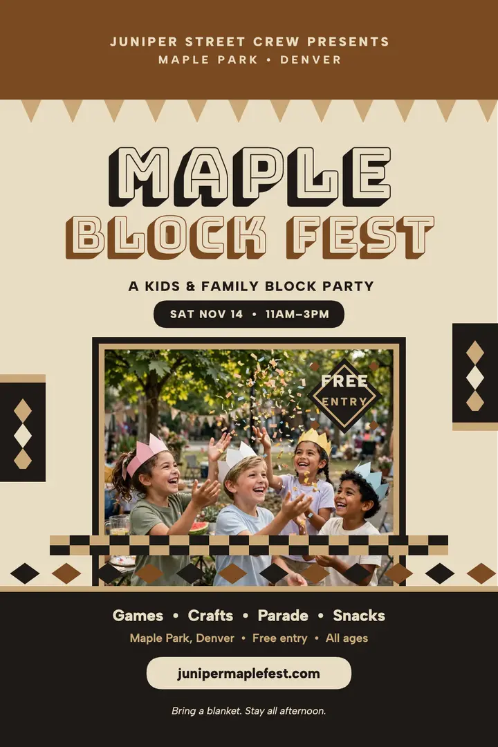 Maple Block Fest kids poster template