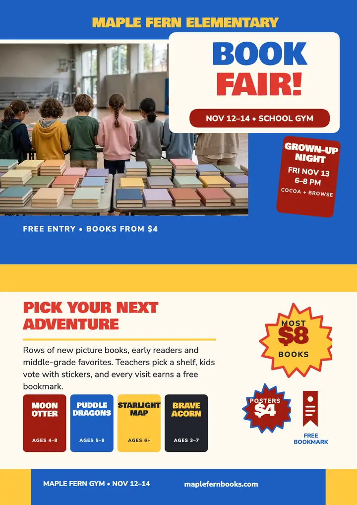 Maple Fern Fall Book Fair flyer template