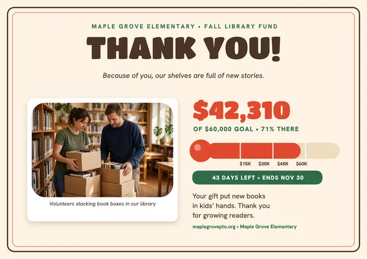 Maple Grove library fund thank-you certificate template