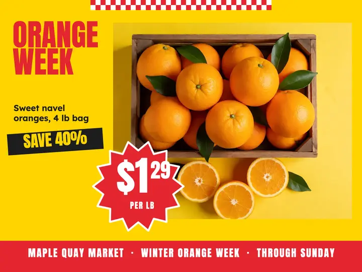 Orange week grocery promo slide, supermarket flyer template