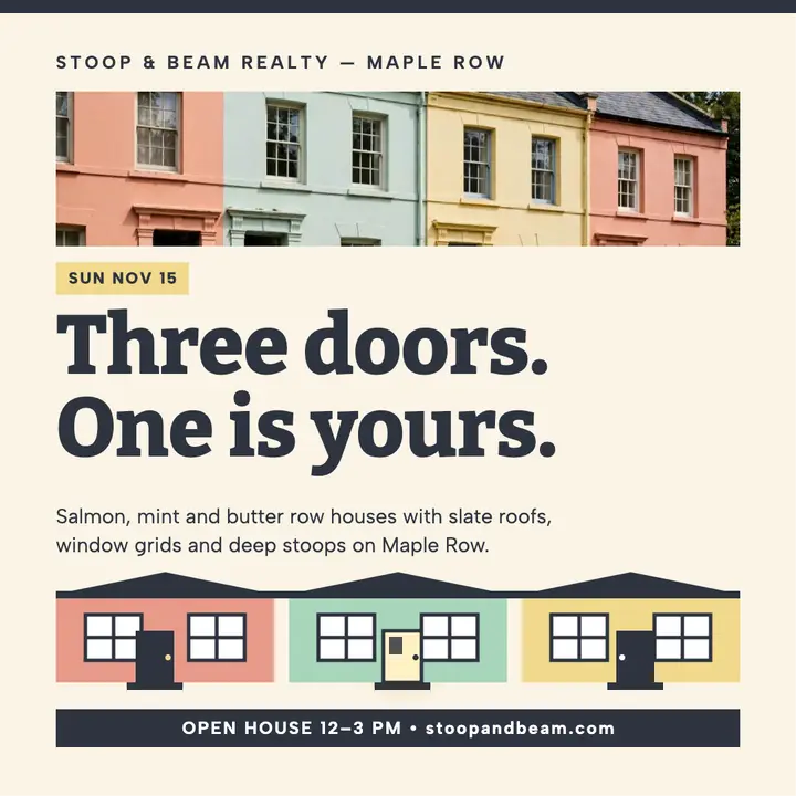 Painted row houses open house post template
