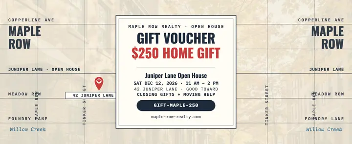 Maple Row Realty open house gift voucher template