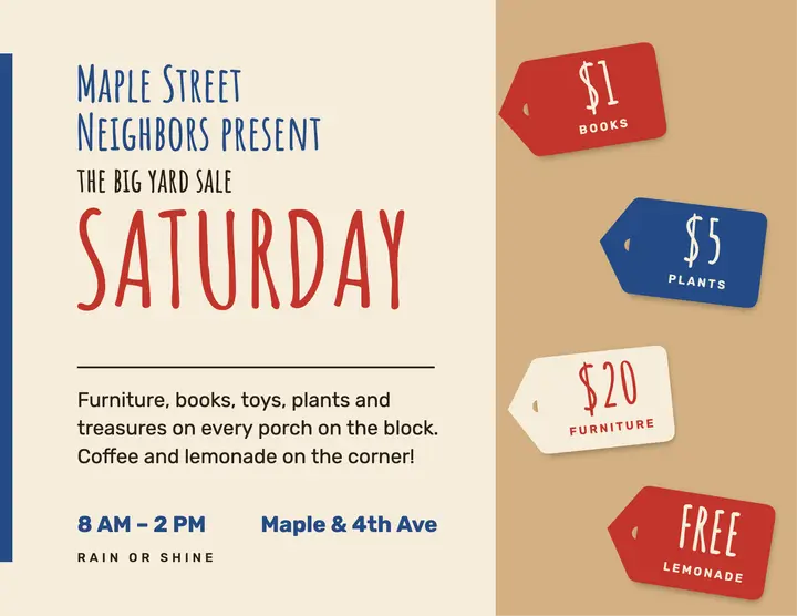Neighborhood yard sale template