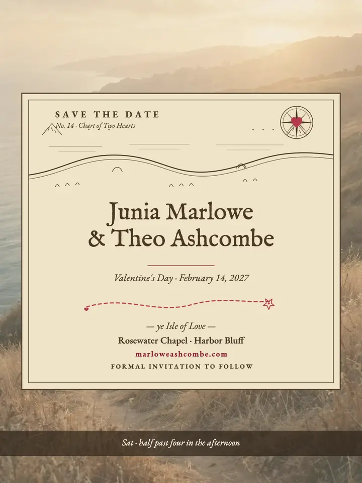 Junia and Theo love map save the date: save the date post template
