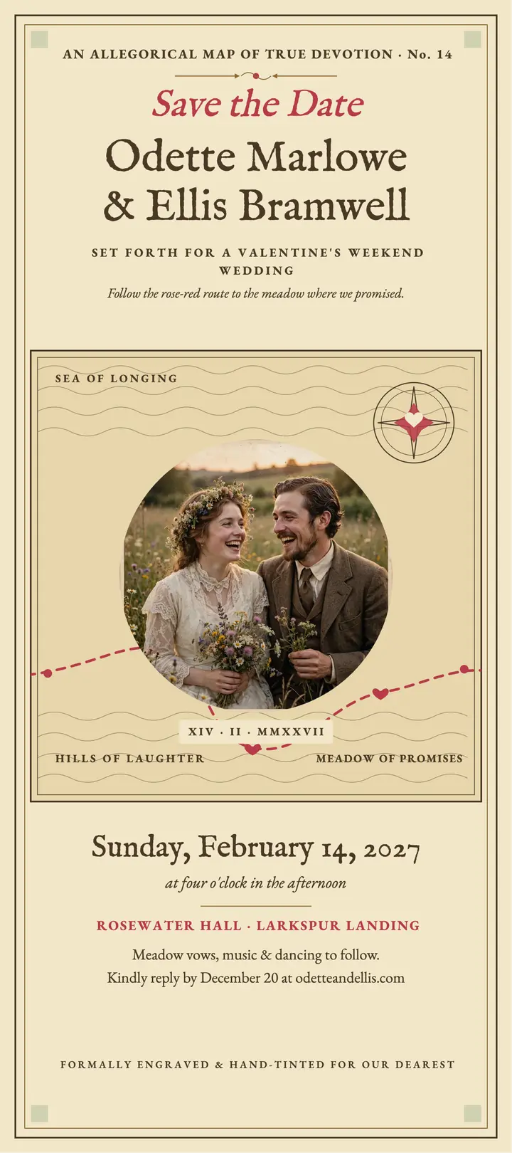 Mapped hearts Valentine save the date, love map: valentine wedding save the date rack card template