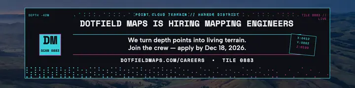 Dotfield Maps hiring banner, point cloud template