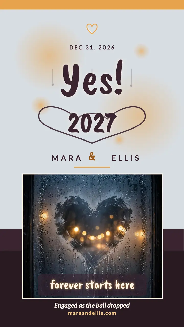 Misted window New Year engagement story template