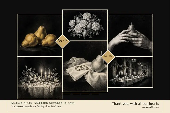 Mara and Ellis pear thank-you postcard template