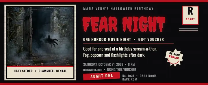 Mara Venn horror movie night voucher template