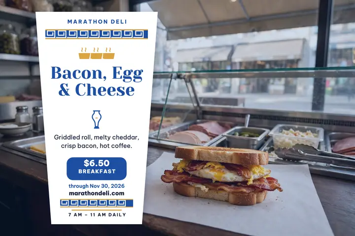 Marathon Deli breakfast deal postcard template