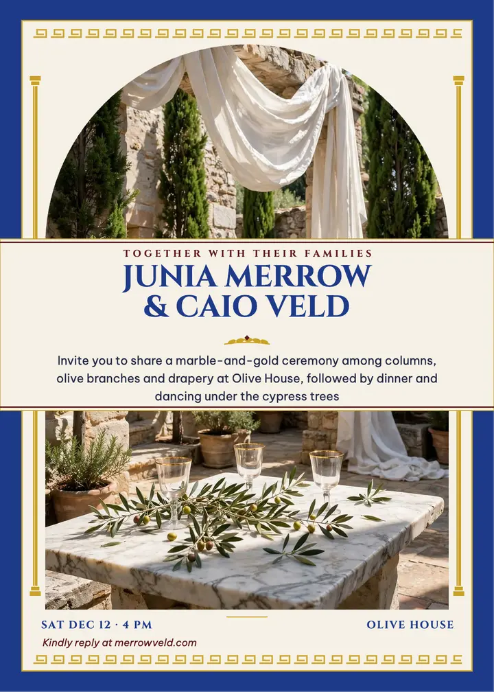 Merrow Veld marble villa invitation template