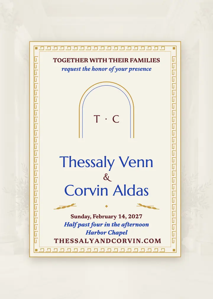 Thessaly and Corvin marble winter invitation template