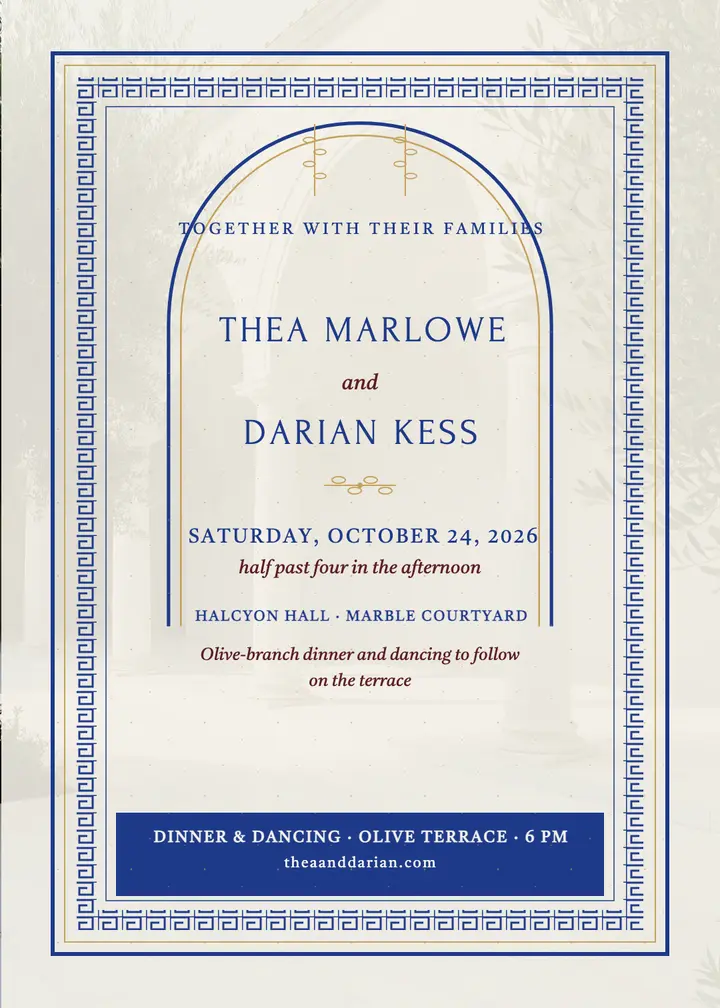 Marble hall wedding invitation template