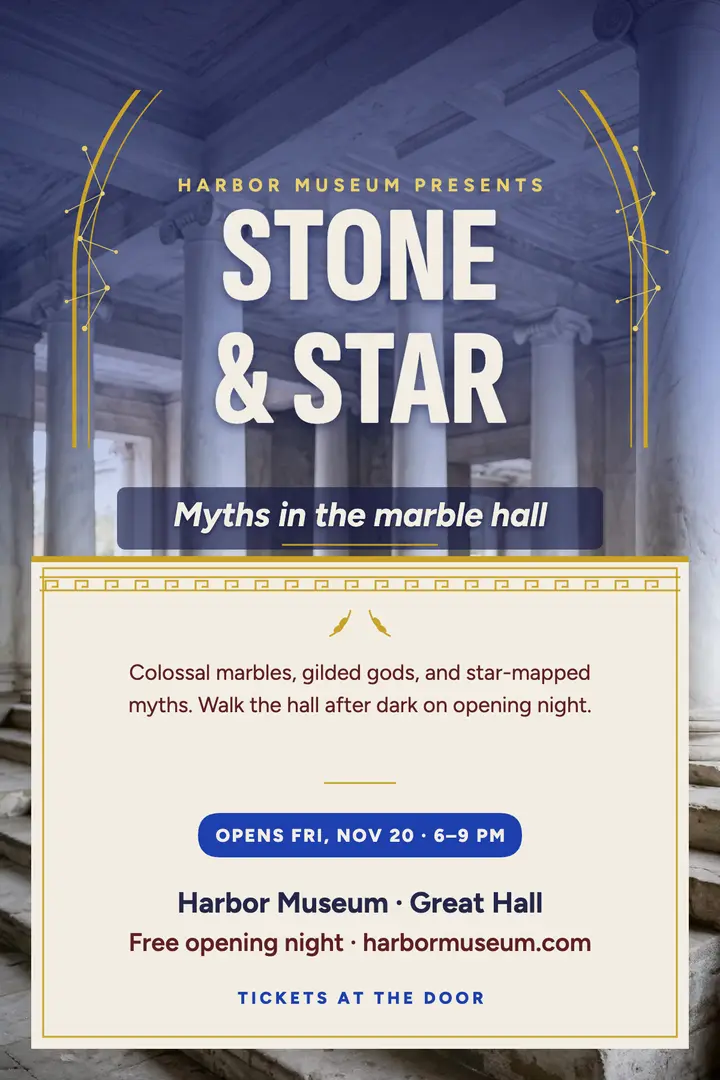 Stone and Star myth exhibition poster: myth exhibition poster template