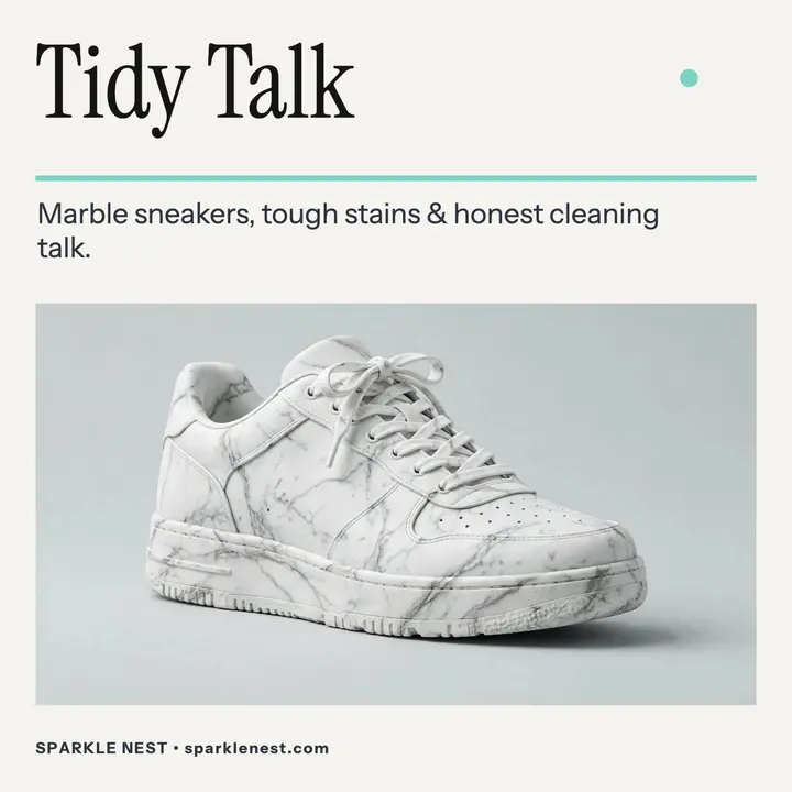 Tidy Talk marble sneaker cleaner podcast: cleaning podcast cover template
