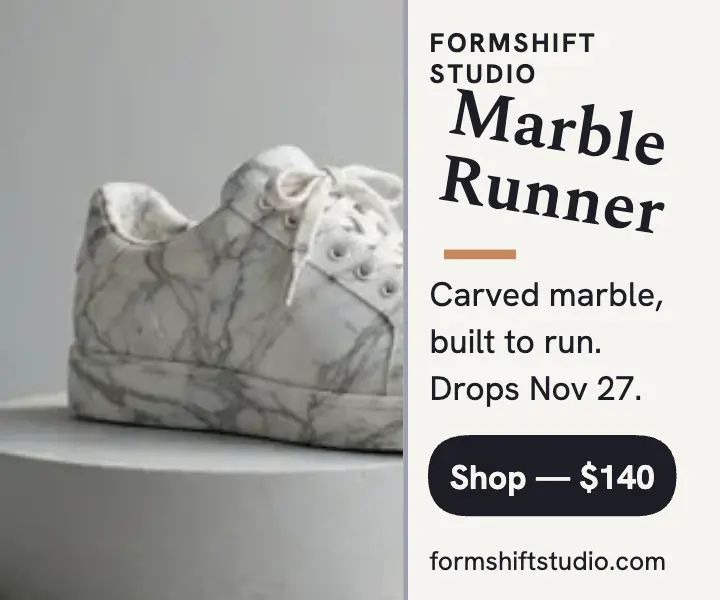 Formshift marble runner launch ad template